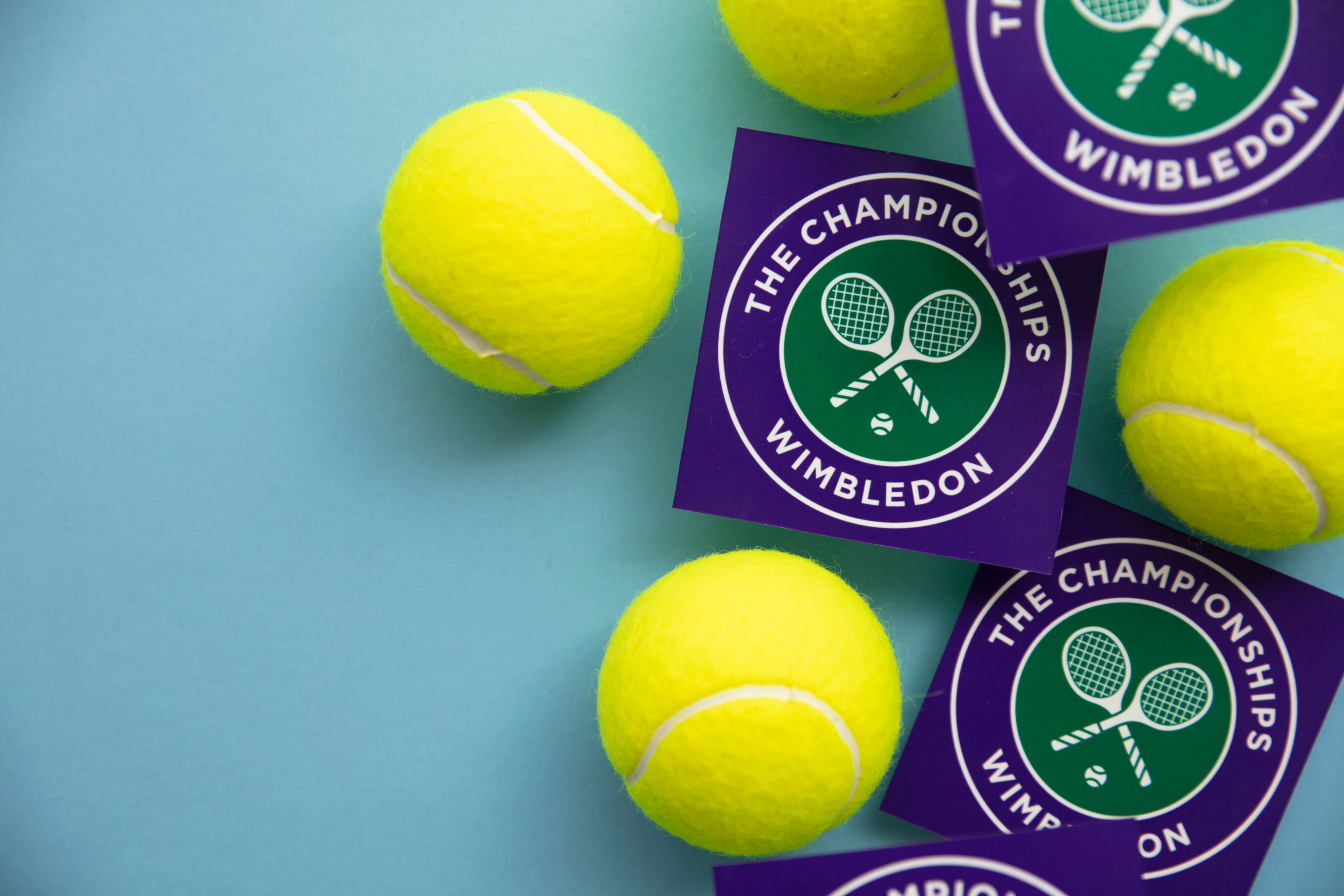 LONDON, UK - June 2022: Wimbledon tennis championships logo with tennis ball